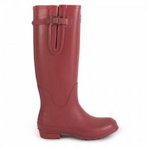 Rockfish Everyday Tall Side Adjustable Women's Wellington Boots Deep Red | IGE7533JZ