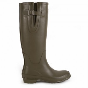 Rockfish Everyday Tall Side Adjustable Women's Wellington Boots Deep Green Brown | QXU1562UT