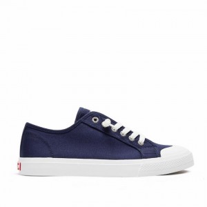 Rockfish Original 745 Lazy-lace Canvas Women's Low-Top Sneakers Navy Blue | RMK187QI