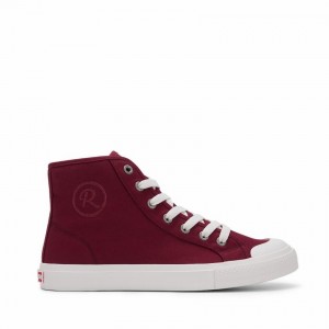 Rockfish Original 745 Water Repellent Canvas Women's High-Top Sneakers Dark Red | NDY9988BZ