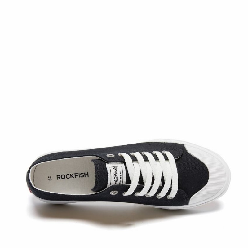 Rockfish Classic 746 Canvas Women's Low-Top Sneakers Black White | ORU4452NH