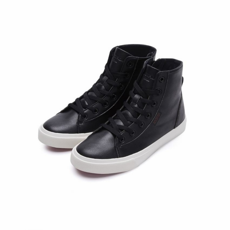 Rockfish Classic 775 Lace Up With Full Zip Microfibre Faux Leather Women's High-Top Sneakers Black | YFA1717NG