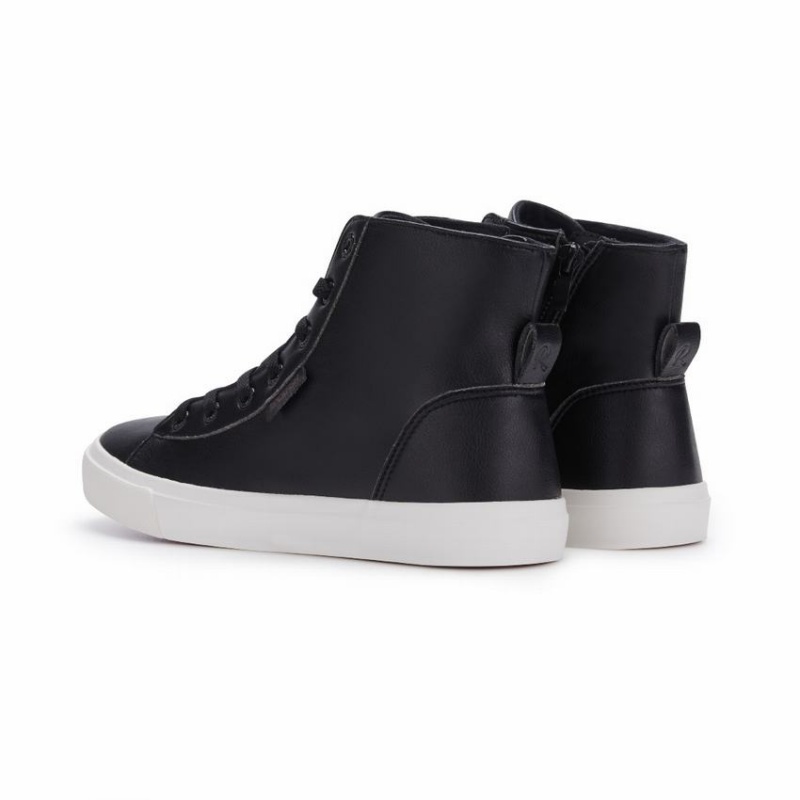 Rockfish Classic 775 Lace Up With Full Zip Microfibre Faux Leather Women's High-Top Sneakers Black | YFA1717NG