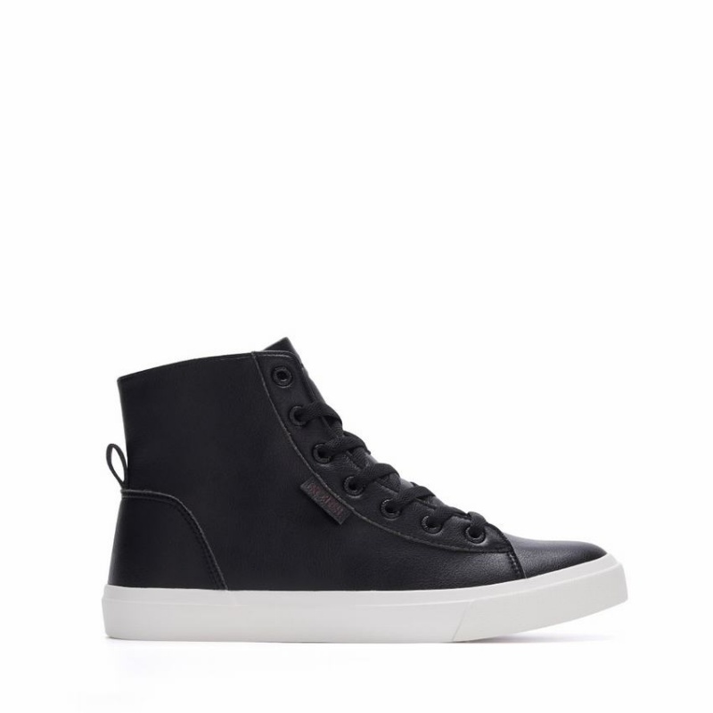 Rockfish Classic 775 Lace Up With Full Zip Microfibre Faux Leather Women\'s High-Top Sneakers Black | YFA1717NG