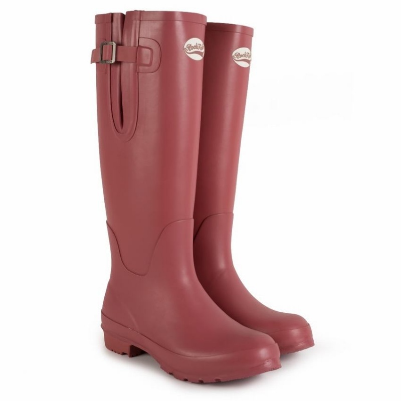 Rockfish Everyday Tall Side Adjustable Women's Wellington Boots Deep Red | IGE7533JZ