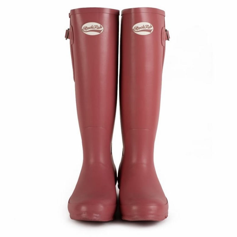 Rockfish Everyday Tall Side Adjustable Women's Wellington Boots Deep Red | IGE7533JZ