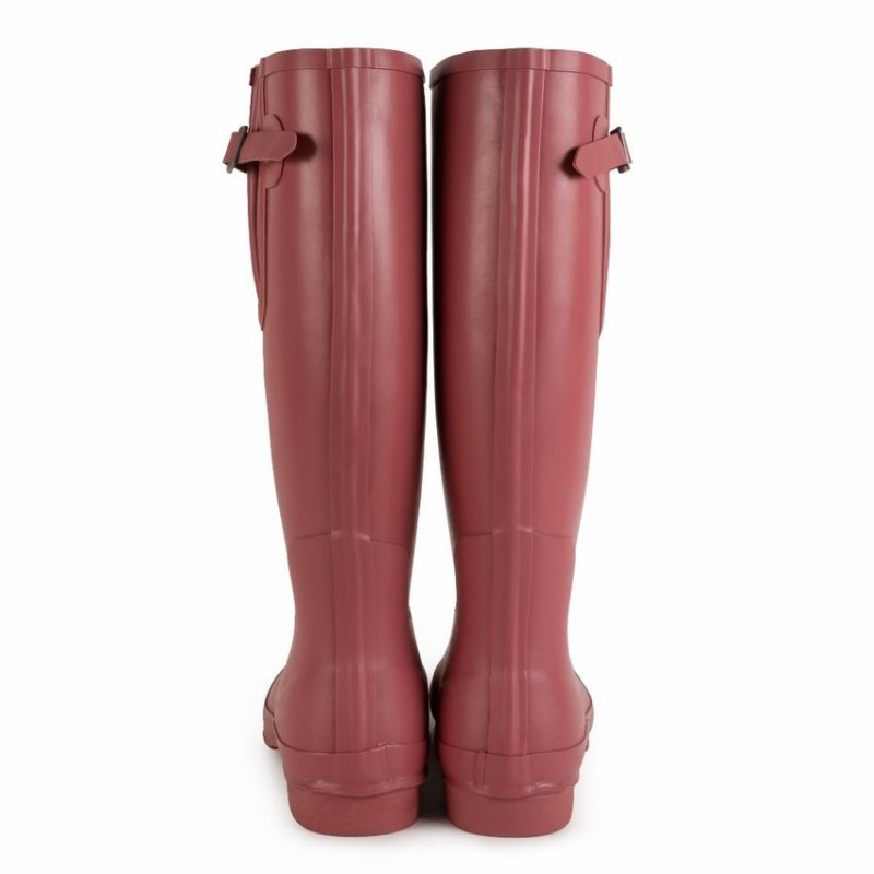 Rockfish Everyday Tall Side Adjustable Women's Wellington Boots Deep Red | IGE7533JZ