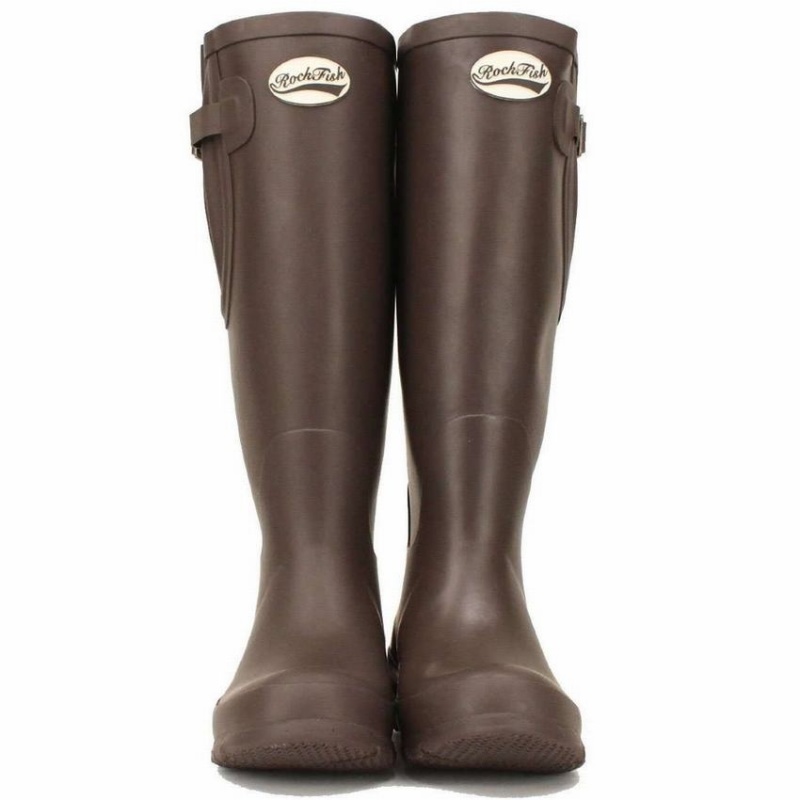 Rockfish Everyday Tall Side Adjustable Women's Wellington Boots Dark Brown | OQU9934DL