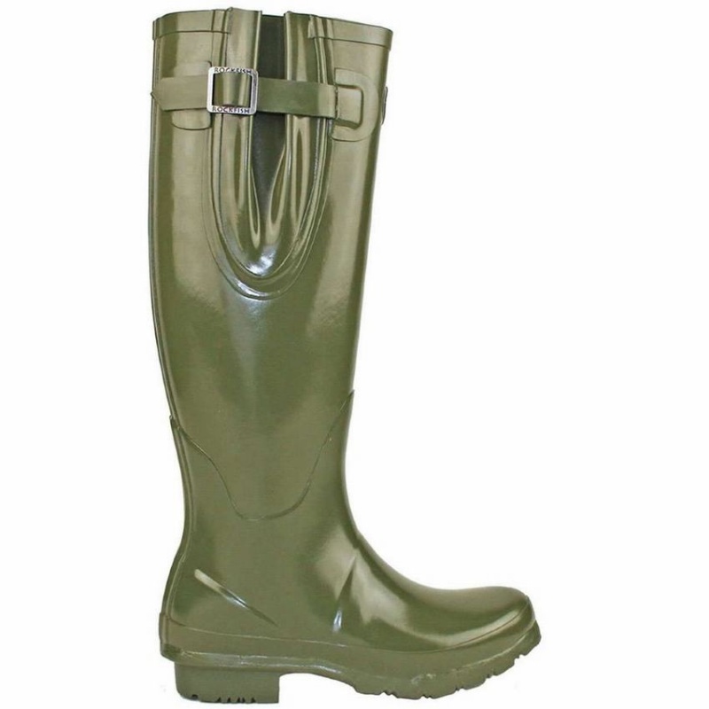 Rockfish Everyday Tall Side Adjustable Women\'s Wellington Boots Dark Green | MVH5668FD