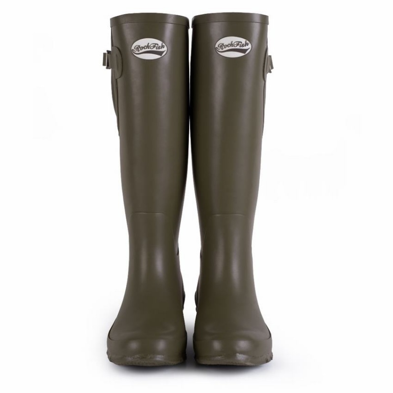 Rockfish Everyday Tall Side Adjustable Women's Wellington Boots Deep Green Brown | QXU1562UT