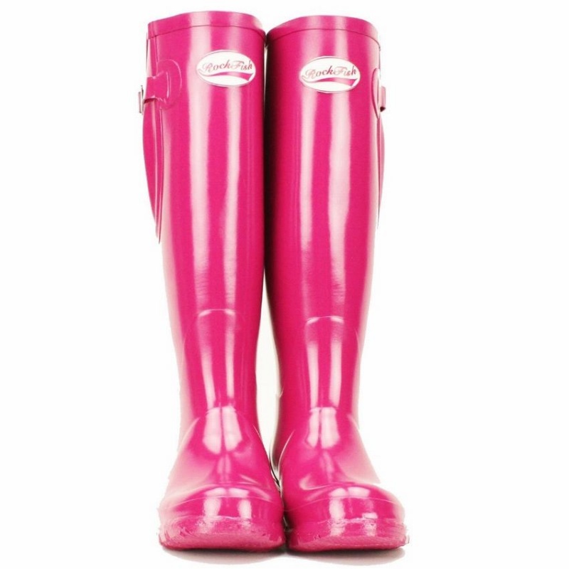 Rockfish Everyday Tall Side Adjustable Women's Wellington Boots Rose Red | PAJ1916TK