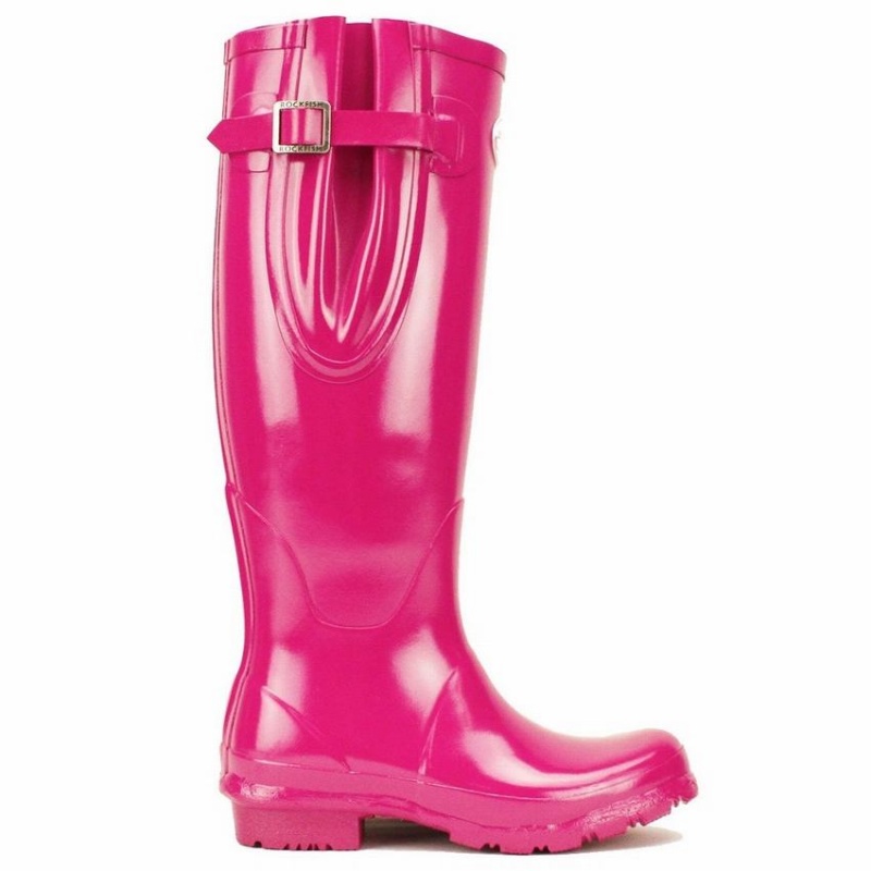 Rockfish Everyday Tall Side Adjustable Women\'s Wellington Boots Rose Red | PAJ1916TK