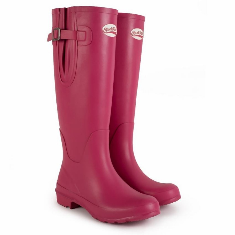 Rockfish Everyday Tall Side Adjustable Women's Wellington Boots Rose Red | GCH2129FI