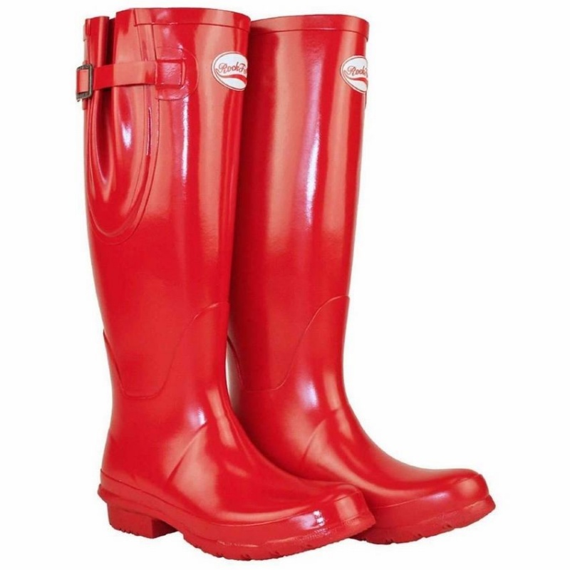 Rockfish Everyday Tall Side Adjustable Women's Wellington Boots Red | OLT7485HD