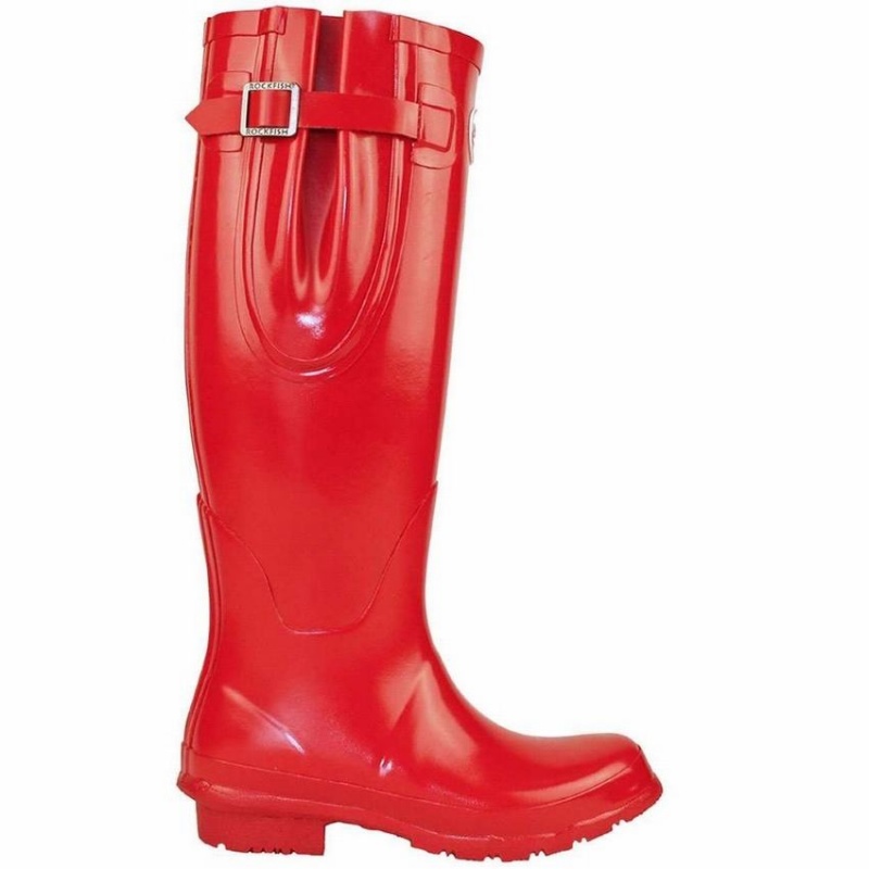 Rockfish Everyday Tall Side Adjustable Women\'s Wellington Boots Red | OLT7485HD