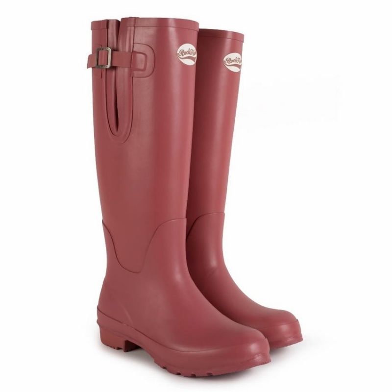 Rockfish Everyday Thermal Tall Side Adjustable 3mm Neoprene Insulated Women's Wellington Boots Deep Red | JTI9621OF