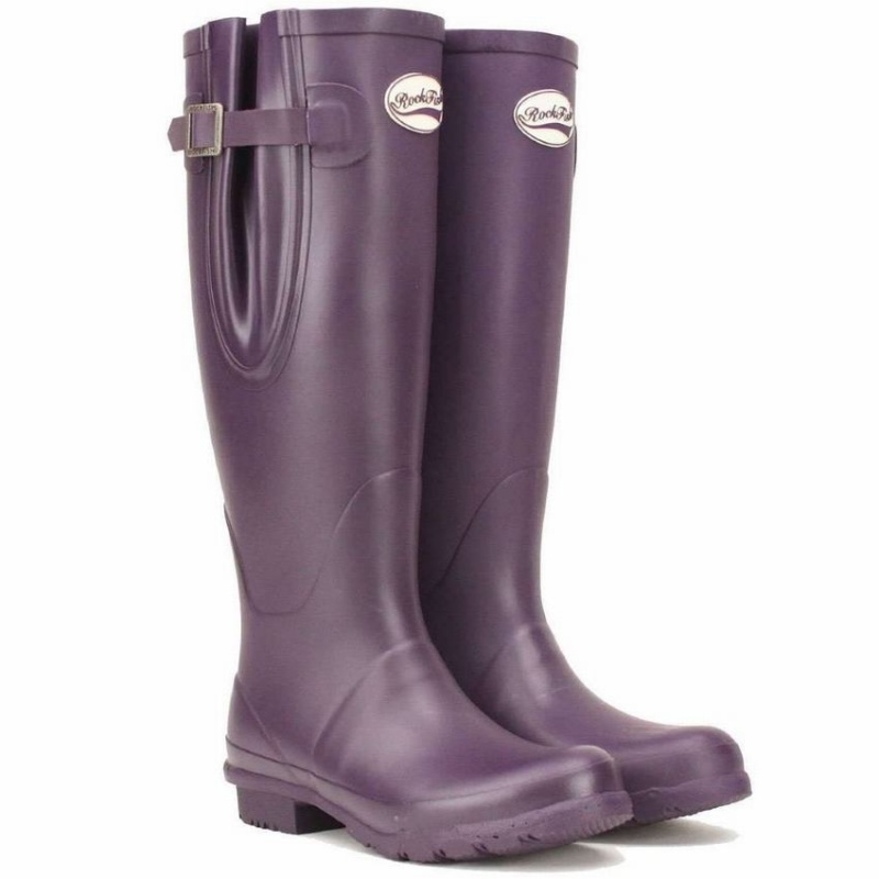 Rockfish Everyday Thermal Tall Side Adjustable 3mm Neoprene Insulated Women's Wellington Boots Purple | VTT8834ZJ