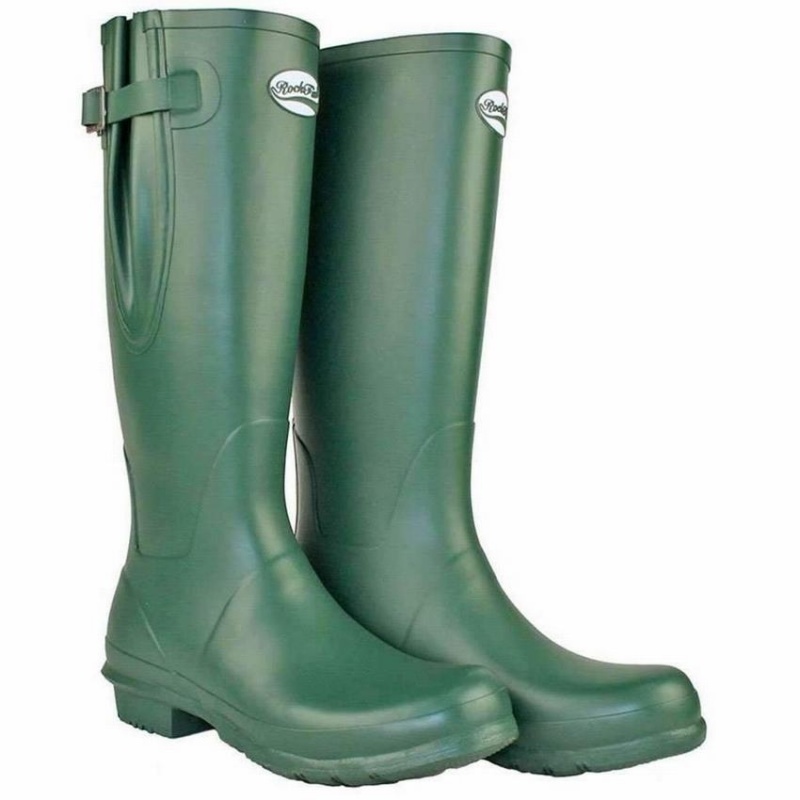 Rockfish Everyday Thermal Tall Side Adjustable 3mm Neoprene Insulated Women's Wellington Boots Green | XOD6499WR