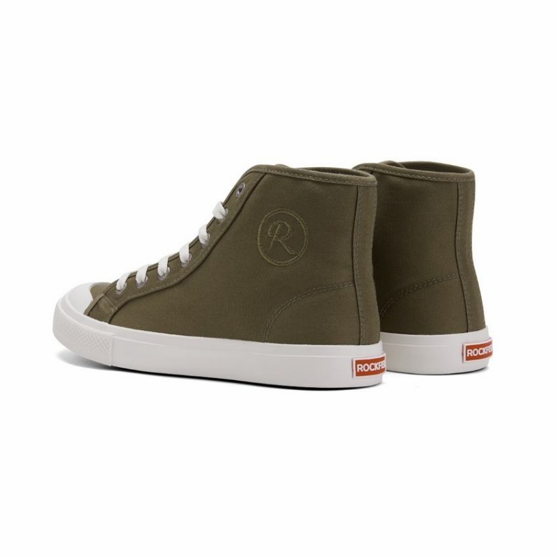 Rockfish Original 745 Water Repellent Canvas Women's High-Top Sneakers Green | DSR1295QI